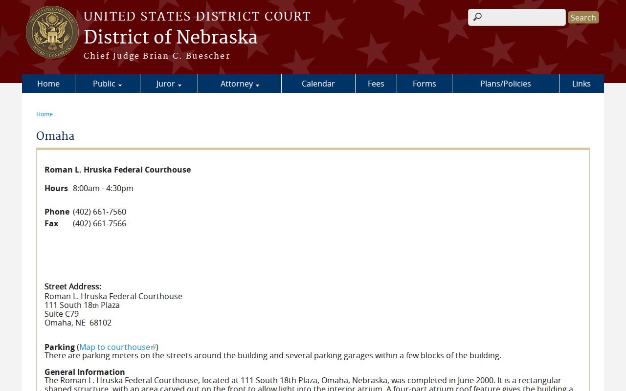Douglas County warrant records federal Omaha court contact