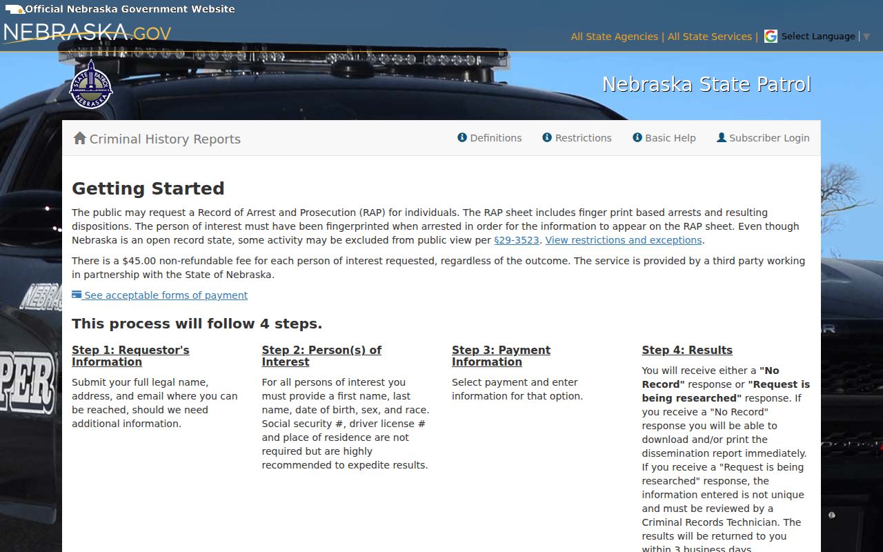 Douglas County warrant records Nebraska RAP search form